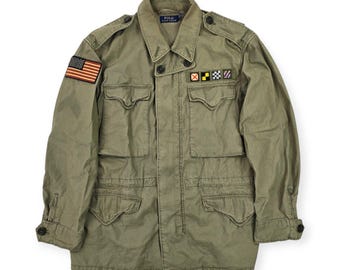 Polo Ralph Lauren M65 USA Flag Combat Field Jacket Green