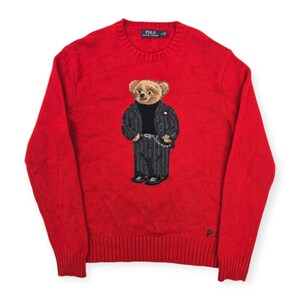 Jersey de punto con oso de Polo Ralph Lauren, rojo, para hombre, talla mediana