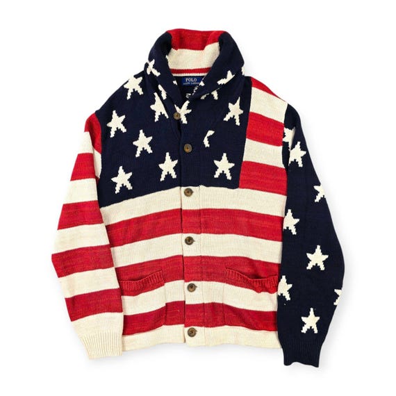 Polo Ralph Lauren フラッグ カーディガン ポロ ラルフローレン USA フラッグ ショール ニットカーディガン