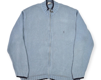 Yves Saint Laurent YSL Vintage Knitted Cardigan Blue Men's XXL