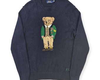 Polo Ralph Lauren Bear Strickpullover Blau Herren Medium