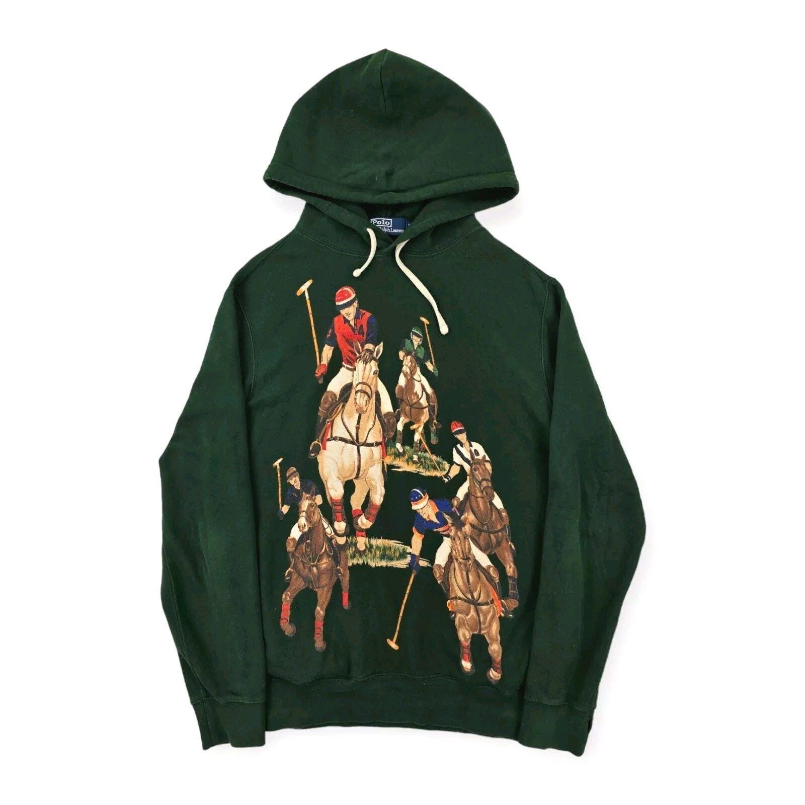 Polo Ralph Lauren 5 Horse Men Hoodie Green Men's Small Limited
