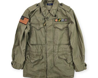 Vintage Polo Ralph Lauren Field Jacket M-1943 Ovier Usa Flag - Etsy
