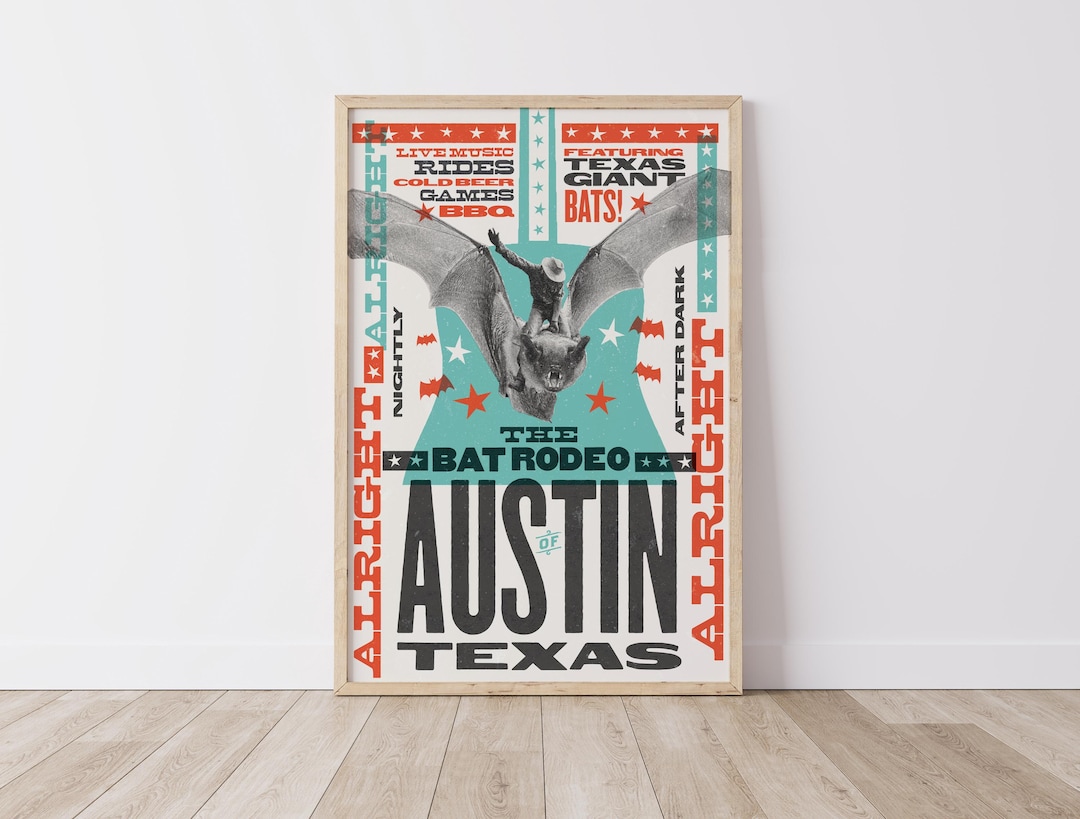 Austin Bat Rodeo Poster - Etsy