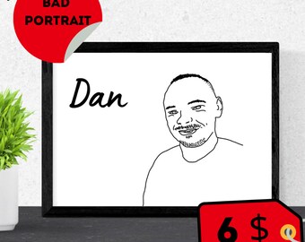 BAD CUSTOM PORTRAIT, individuelle Illustration, lustiges Portrait, Line Art, individuelles Portrait, Familienportrait, Paarportrait, personalisiertes Geschenk