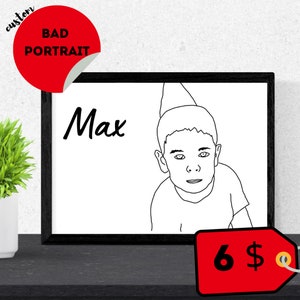 Caricature portrait from photo | Funny portrait For Christmas gift | Custom pet and owner Ugly portrait | Sweet Line Art Friends Portrait