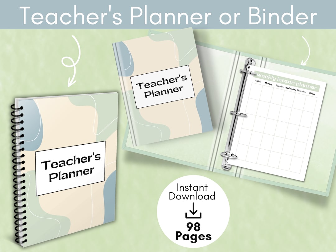 Teachers Planner Printable Planner Teachers Binder Lesson - Etsy