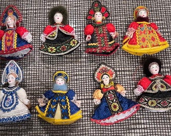 Vintage Festive Doll Ornaments