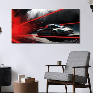 PORSCHE Speed Artwork von Andrea Invernizzi – Moderne Wandkunst – Automobilkunst – Autoillustration – Autoillustration