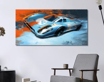Porsche 917 Gulf Artwork by Andrea Invernizzi - Modern wall art - Automotive art - Car illustration - Illustrazione auto