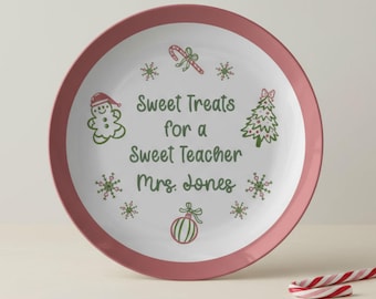 Lehrer Weihnachtsteller, personalisierter Keksteller für Lehrergeschenk, süße Leckereien für einen süßen Lehrer, Feiertags-Klassenzimmergeschenk, benutzerdefinierter Teller