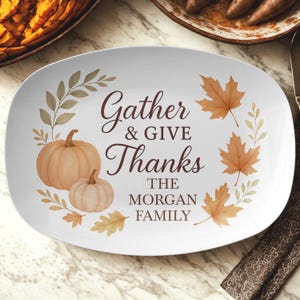 Personalized Thanksgiving Platter: Custom Family Serving Dish, Holiday Tray, Hostess Gift