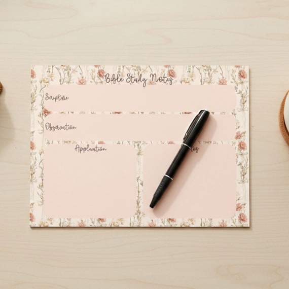 SOAP Bible Study Notes Sticky Notepad | Christian Bible Journaling, Pink Floral Scripture Notes, Faith Gift for Women