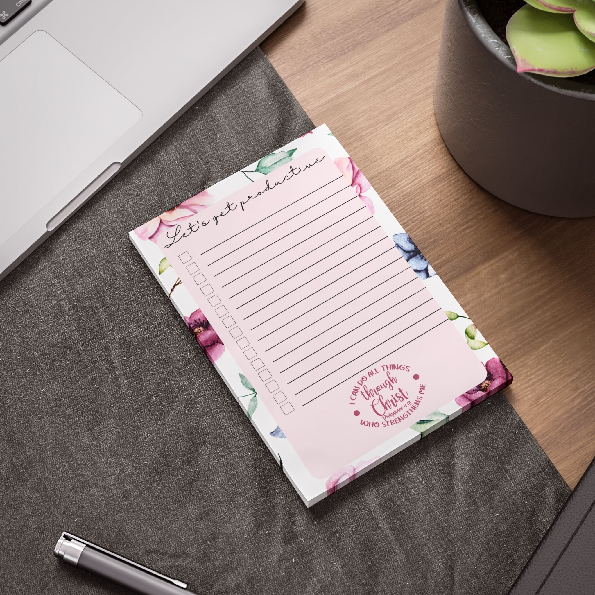Pink floral bible verse post it note pads 4x6 inches etsy