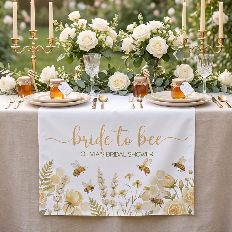 Bride to Bee Bridal Shower Table Runner | Bee Bridal Shower Decor ...