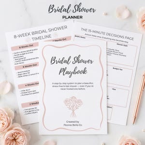Bridal Shower Planner Printable | 8-Week, 6-Week & 2-Week Timeline Guide | Event Planning Checklist, Scripts, Menu | Maid of Honor Organizer