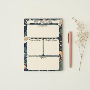 Floral Bible Study Notepad | Scripture Notes SOAP Journaling Christian Devotional Stationery Inspirational Gifts for Reflection and Prayer image 4