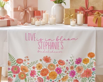 Sunset Wildflower Bridal Shower Table Runner | Love Is In Bloom Decor | Floral Wedding Shower Runner | Personalized Bride Shower Decor
