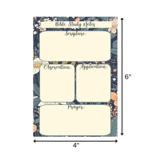 Floral Bible Study Notepad | Scripture Notes SOAP Journaling Christian Devotional Stationery Inspirational Gifts for Reflection and Prayer image 3