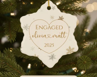 Engagement Ornament 2025 Personalized Couple Name Keepsake Just Engaged Christmas Gift Custom Ceramic Holiday Decor Proposal Gift for Couple