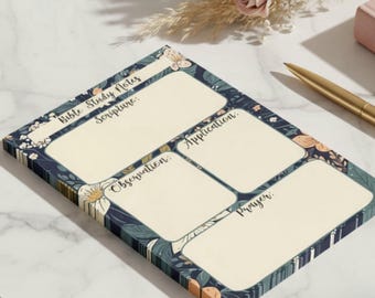 Floral Bible Study Notepad | Scripture Notes SOAP Journaling Christian Devotional Stationery Inspirational Gifts for Reflection and Prayer