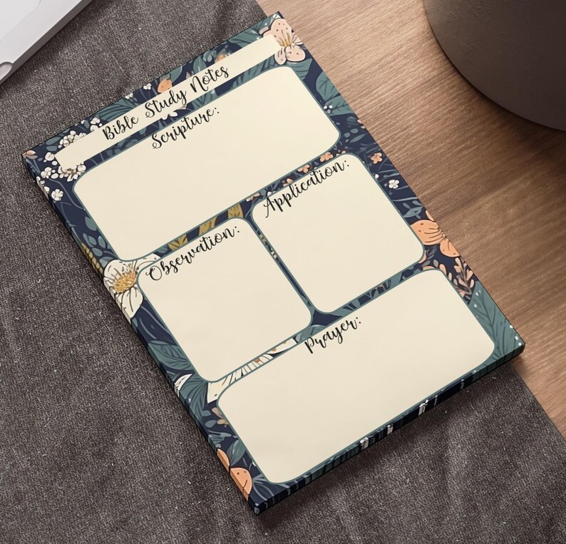 Floral Bible Study Notepad | Scripture Notes SOAP Journaling Christian Devotional Stationery Inspirational Gifts for Reflection and Prayer image 9