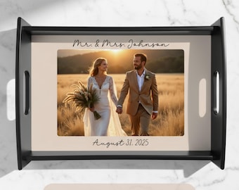 Custom Photo Serving Tray, Personalized Picture Tray for Wedding, 5th Anniversary, Grandparents, Family Gift, Photo Collage Tray