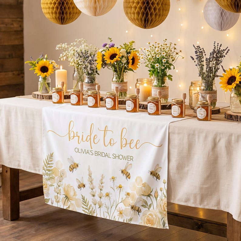 Bride to Bee Bridal Shower Table Runner | Bee Bridal Shower Decor ...
