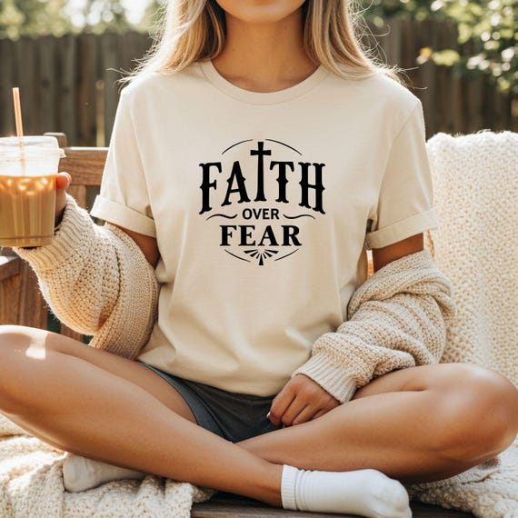Faith Over Fear Unisex Garment-Dyed Christian T-Shirt, Inspirational Religious Tee, Casual Church Wear, Comfort Colors, Faith-Based Gift