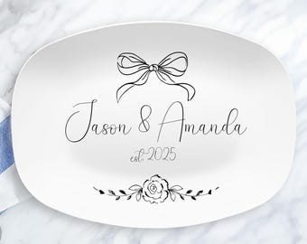 Wedding Platter, Personalized Couple Gift with Names & Date, Custom Keepsake for Engagement, Wedding, Anniversary, Bridal Shower, Family