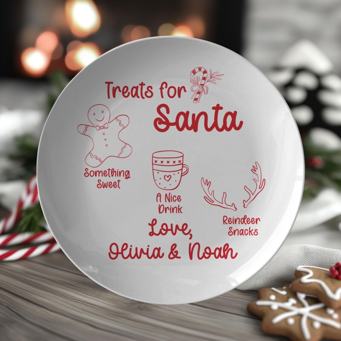Personalized Santa Cookie Plate Kids Names Christmas Eve Plate With ...
