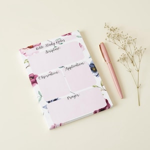 Bloc de notas florales para estudio bíblico / Notas adhesivas SOAP para notas de las Escrituras, devocionales, notas de la iglesia, diario cristiano, blocs de notas para escribir oraciones