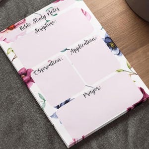 Floral Bible Study Note Pad SOAP Sticky Note Pad Cute Note Pads Personalized Writing Pads