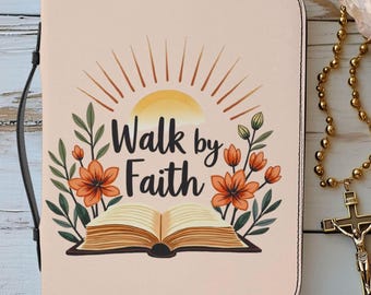 Bible Cover Women, Zipper Bible Wrap Around Case, Floral Scripture Cover, Christian Gift, Women's Bible Protector, Religious Accessories