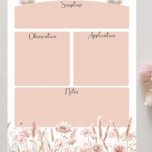 Floral Wildflower Bible Study Notepad, Christian Scripture Notes
