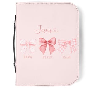 Pink PU Leather Bible Cover, Bow Design, Christian Gift
