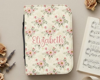 Personalized Floral Bible Cover | Christian Gift for Women | Custom Name Bible Case | Zippered Bible Cover | Baptism Confirmation Gift
