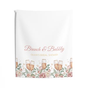 Runner da tavola per addio al nubilato "Brunch & Bubbly", decorazioni per addio al nubilato con champagne, brunch floreale rosa per addio al nubilato, addio al nubilato personalizzato immagine 10