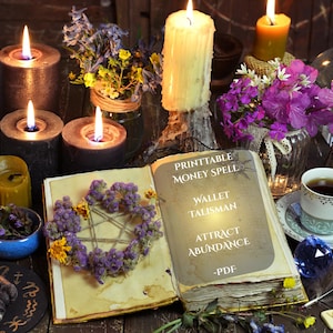 Incantesimo per il denaro stampabile per il portafoglio - Talismano dell'abbondanza in formato PDF - Rituale di prosperità spirituale