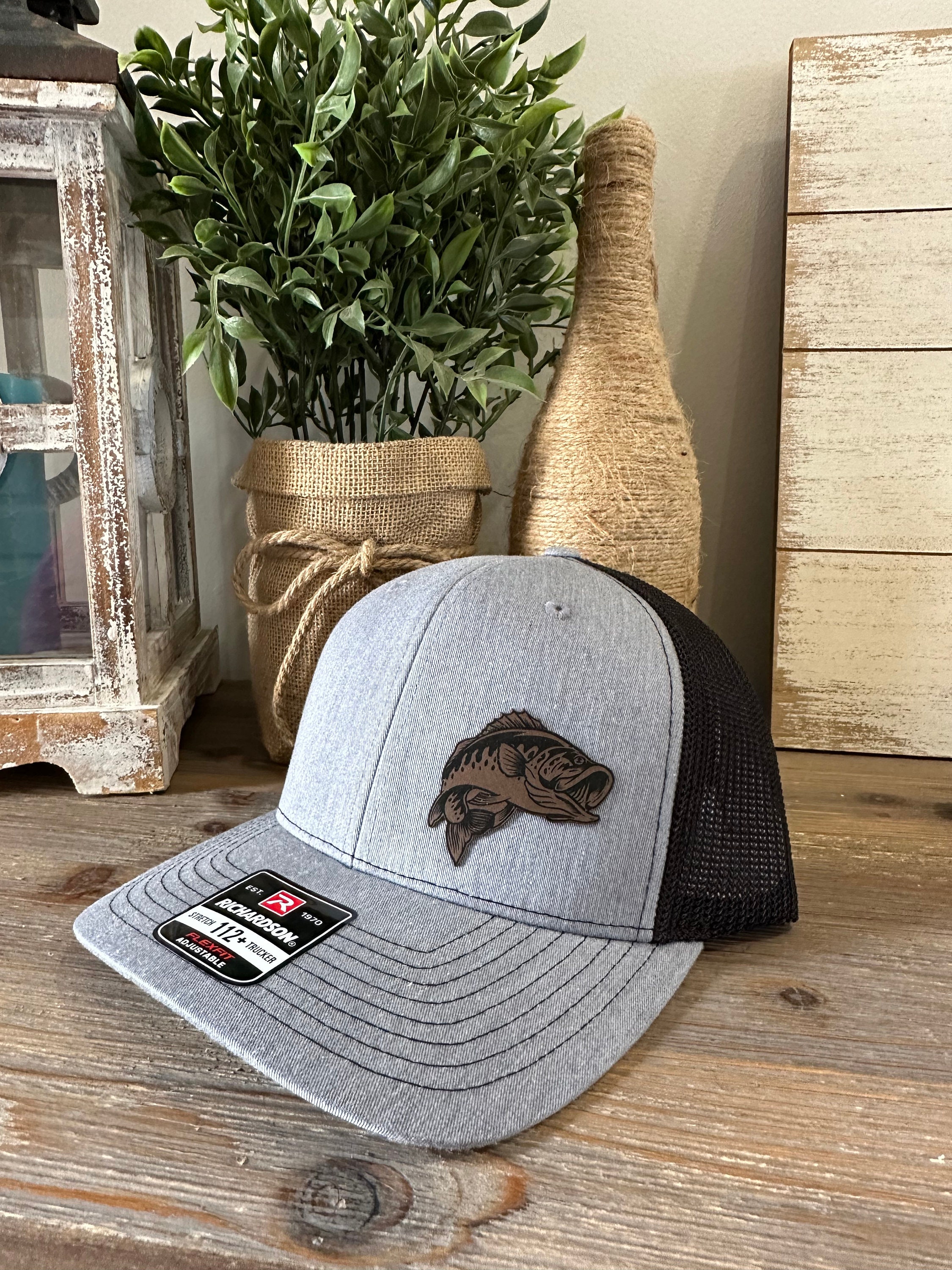 Mens Hats Leo Fortis Trucker Cap Bass Leatherette Patch Hat