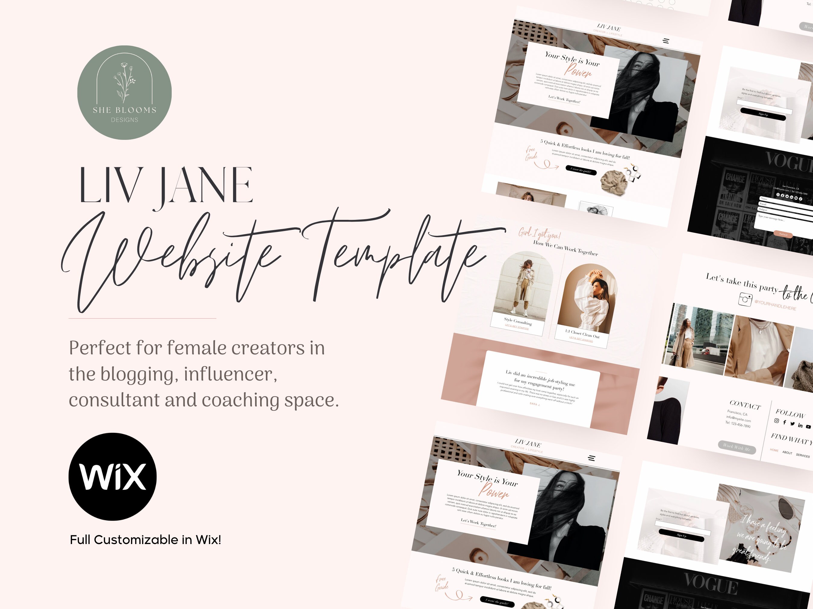 Wix Website Template, Boho Chic Wix Template, Wix Website Template, Wix