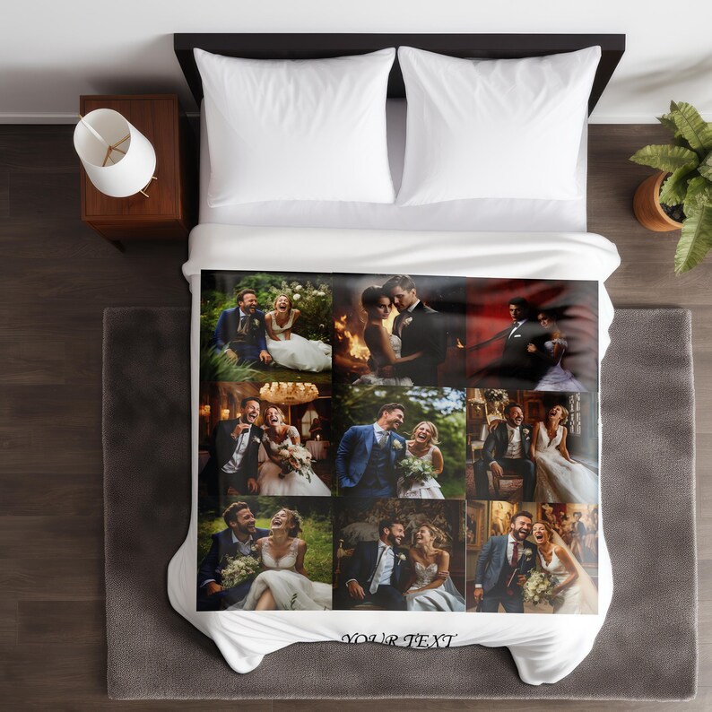 Custom Photo Collage Blanket, Personalized Blankets for LOL Couple Wedding Gift, Custom Blanket