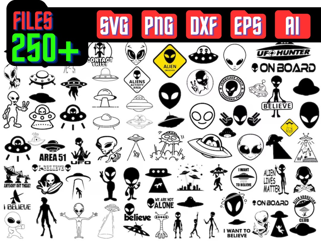 Alien Svg Bundle, Ufo Svg for Cricut, Alien Vector, Alien Head Svg