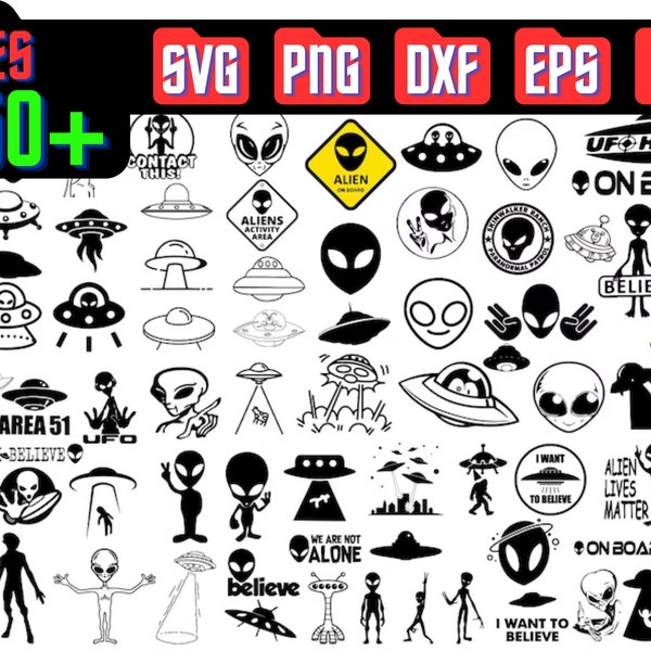 Alien svg bundle, ufo svg for cricut, alien vector, alien head svg, alien face svg, Sublimation files