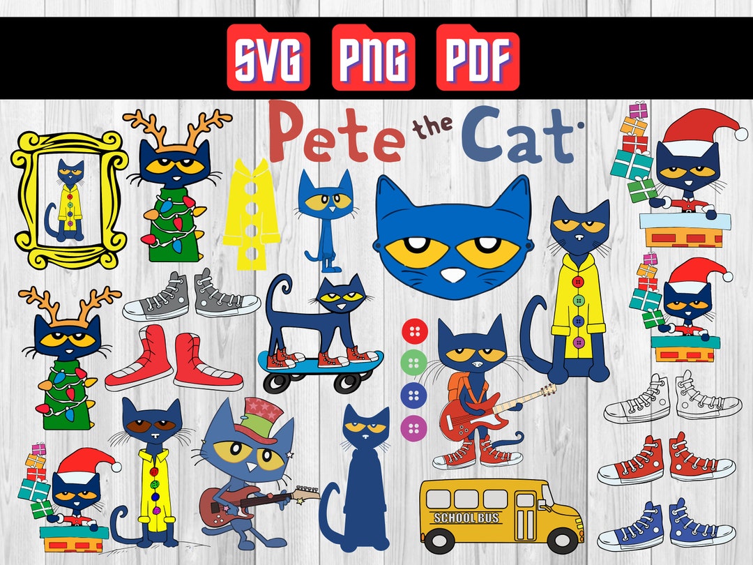 Pete the Cat Svg Pete the Cat Cricut Vector Bundle Pete - Etsy Denmark