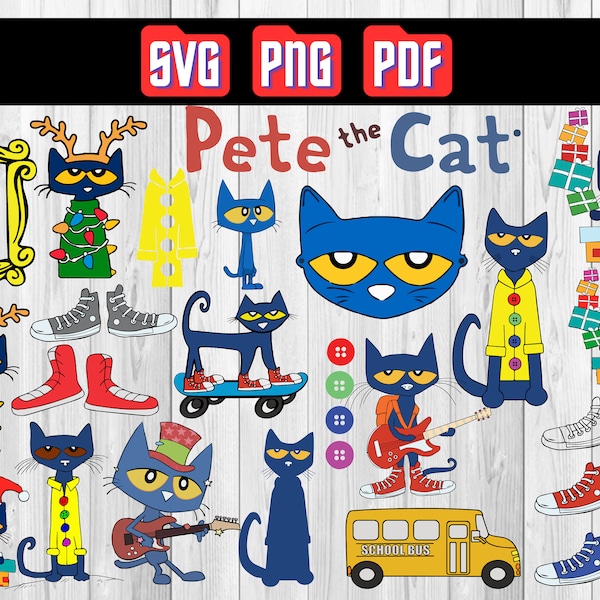 Pete the cat svg , Pete the cat Cricut Vector Bundle , pete the cat Characters DIY , Cut File For Cricut Silhouette , Pete the cat