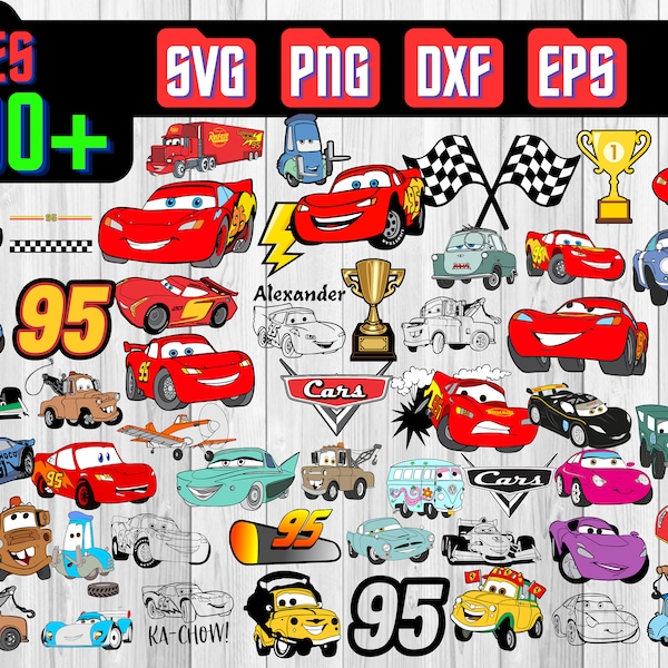 Cars SVG Bundle, cars svg, Lightning McQueen svg, Cars PNG clipart, For cars shirt, Lightning McQueen Silhouette,Cars Movie Svg