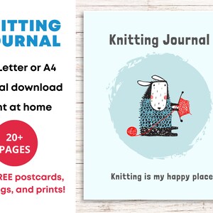 Knitting Journal Project Planner Printable Knitters Guide Tracker Organizer Notebook Gift Instant Digital Download Downloadable Crafts Diary