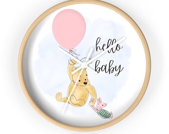 Winnie de Pooh-decoratie babykamer, babymeisje babykamerdecoratie, Winnie de Pooh-wandklok, klassieke Winnie de Pooh-baby