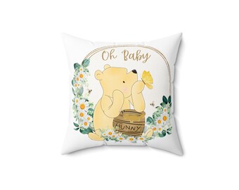Winnie de Pooh kinderkamerdecoratie, accentkussen kinderkamer, neutrale babykamerdecoratie, Winnie de Poeh neutraal babykamerdecoratie